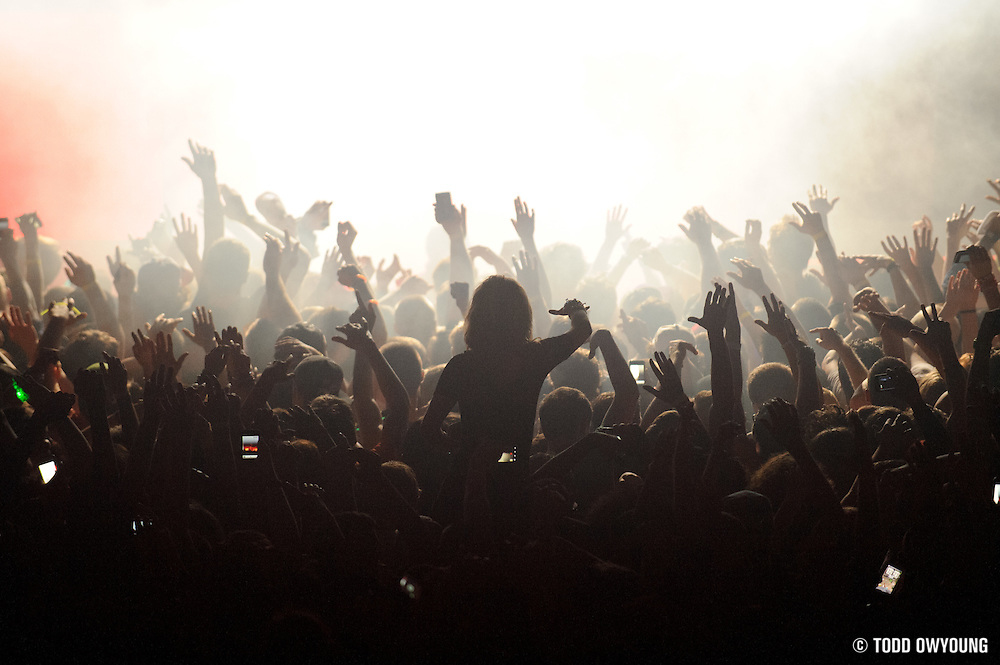 Skrillex performing at The Rave in Milwaukee, Wisconsin on January 1, 2012. (Todd Owyoung)